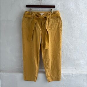 LOFT mustard yellow tie-waist crop pants 14 plus size